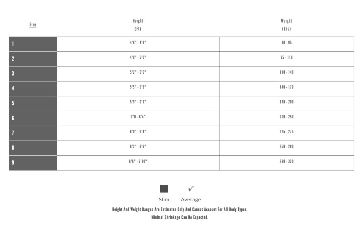 Gi Sizing Chart Gracie JiuJitsu Phoenix